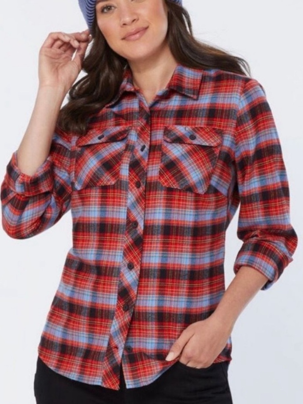 Duluth Trading Folklore Flannel Red Blue Women’s XS